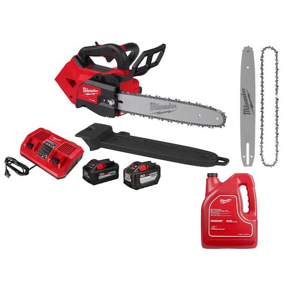 M18 FUEL 14 in. Battery Top Handle Chainsaw Kit w/ 14 in. Chainsaw Bar & Chain Combo, 1 Gallon Bar & Chain Oil