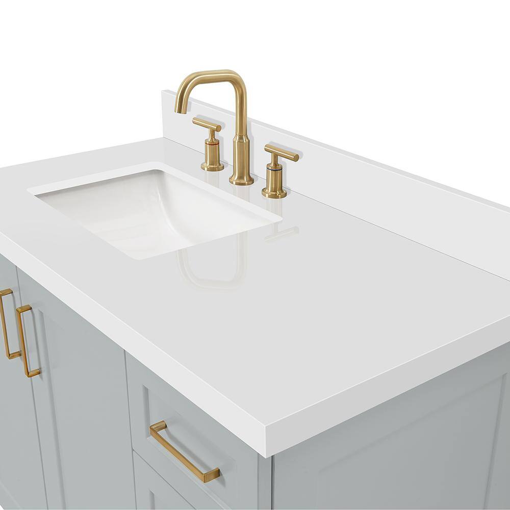 Taylor 43-inch White Quartz Top Gray Single Sink Vanity