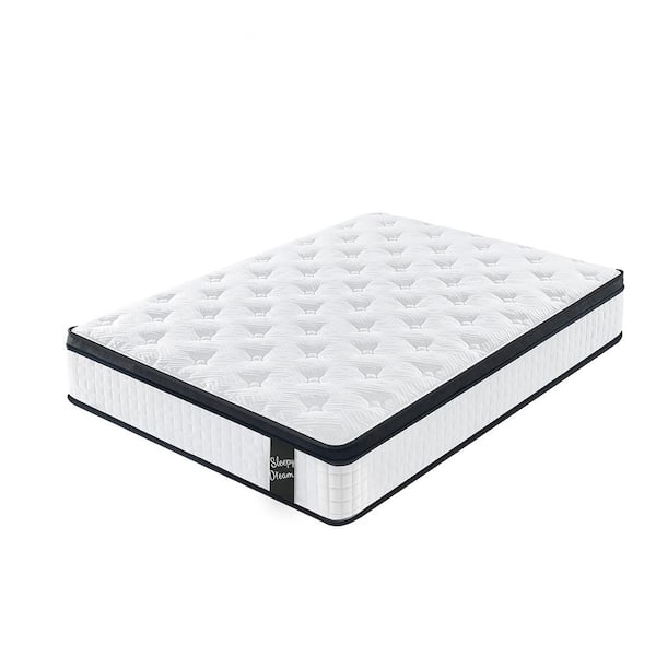 Full Medium 12 in. Hybrid Mattress Individual Pocket Spring 7-Zoned Memory Foam Knitted Cover CertiPUR-US White