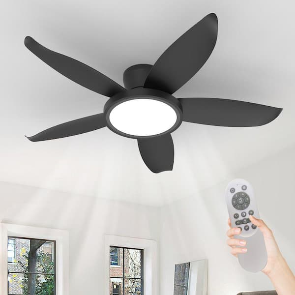 42 in. Matte Black High Airflow Plug-in ABS Plastic Blades Flush Mount Standard Ceiling Fan Remote Control Included