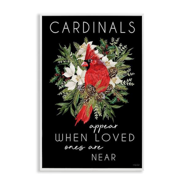 Cardinals Appear Seasonal Sentiment by Cindy Jacobs White Framed Giclee Animal Art Print 30 in. x 20 in.