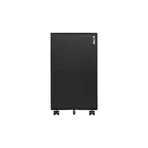 2 Drawer Black Metal 15 in. W Lateral Mobile File Cabinet with and Wheels for Legal/Letter Size