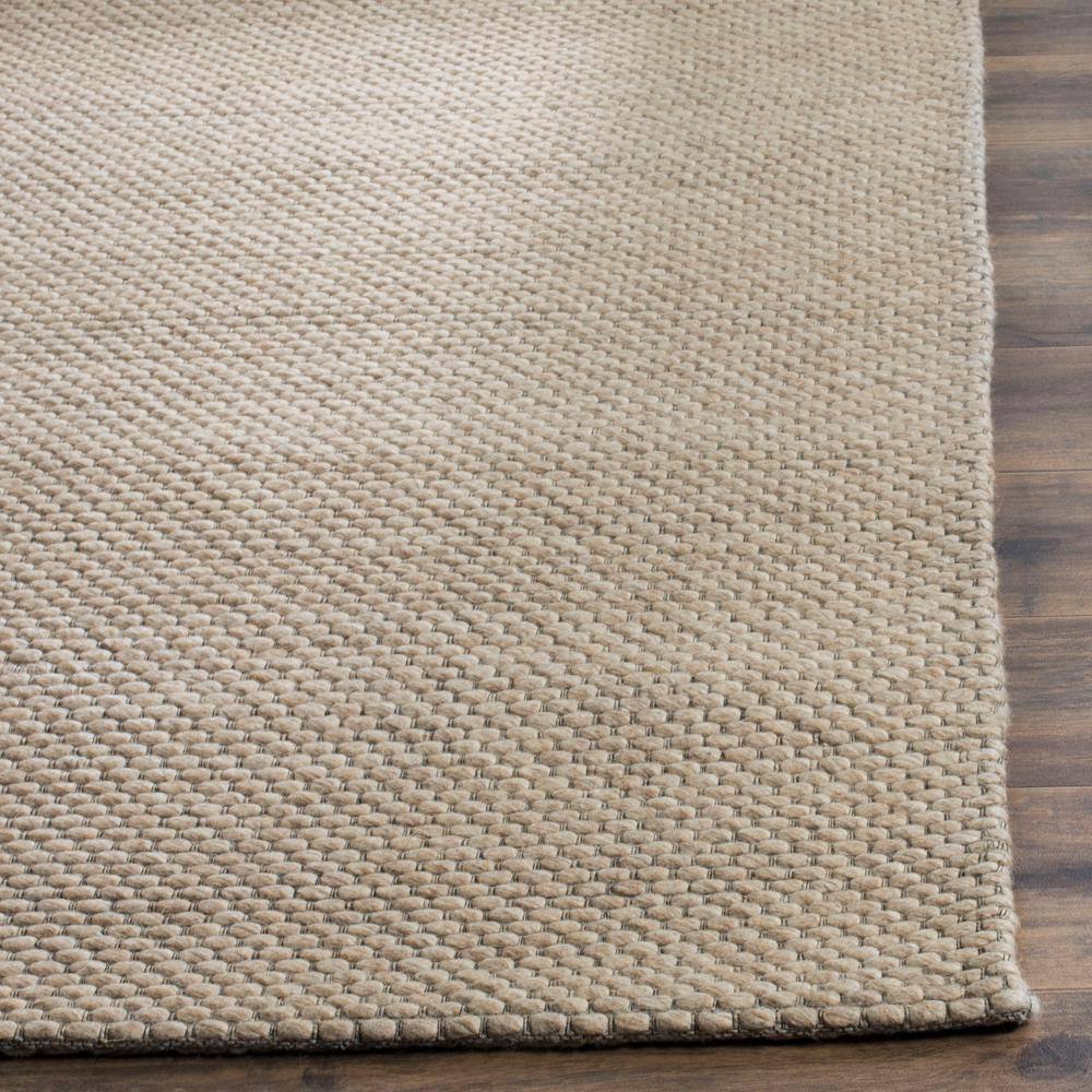 Beige Handmade Wool and Cotton Braided Square Area Rug
