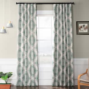 Henna Clover Geometric Room Darkening Curtains - 50 in. W x 96 in. L Rod Pocket Single Panel Curtains and Drapes