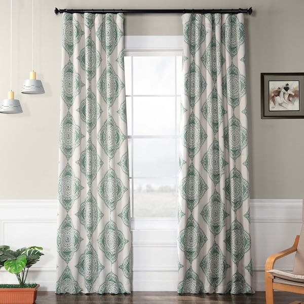 Exclusive Fabrics & Furnishings Henna Clover Geometric Room Darkening Curtains - 50 in. W x 96 in. L Rod Pocket Single Panel Curtains and Drapes