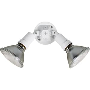 2-Light Adjustable Swivel White Par Lampholder Outdoor Wall Light