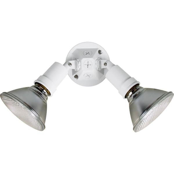 Progress Lighting 2-Light Adjustable Swivel White Par Lampholder Outdoor Wall Light