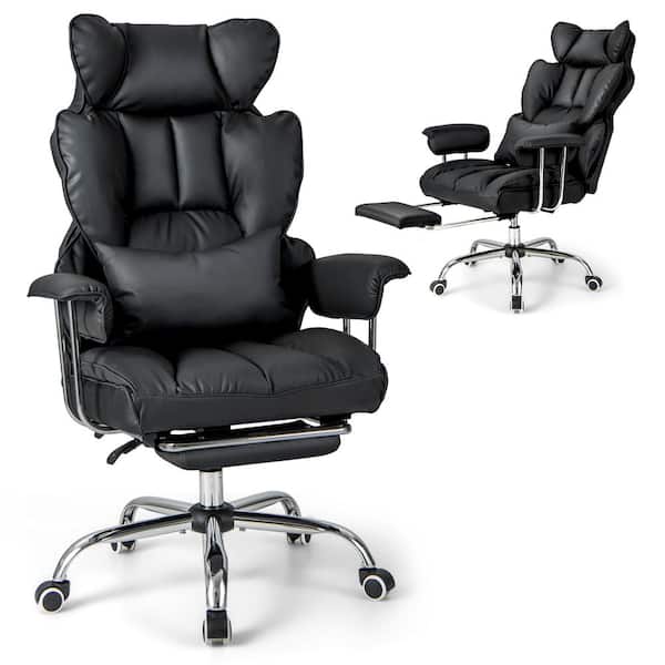 Costway Faux Leather High Back Ergonomic Office Chair in Black with Arms