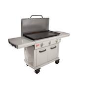 Series I 36 in. 3-Burner Digital Propane SmartTemp Flat Top Grill / Griddle in Chalk Finish with Enclosed Cart and Hood