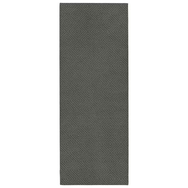 Brentwood Jasmine 3 ft. x 8 ft. Cinder Gray Geometric Runner Rug