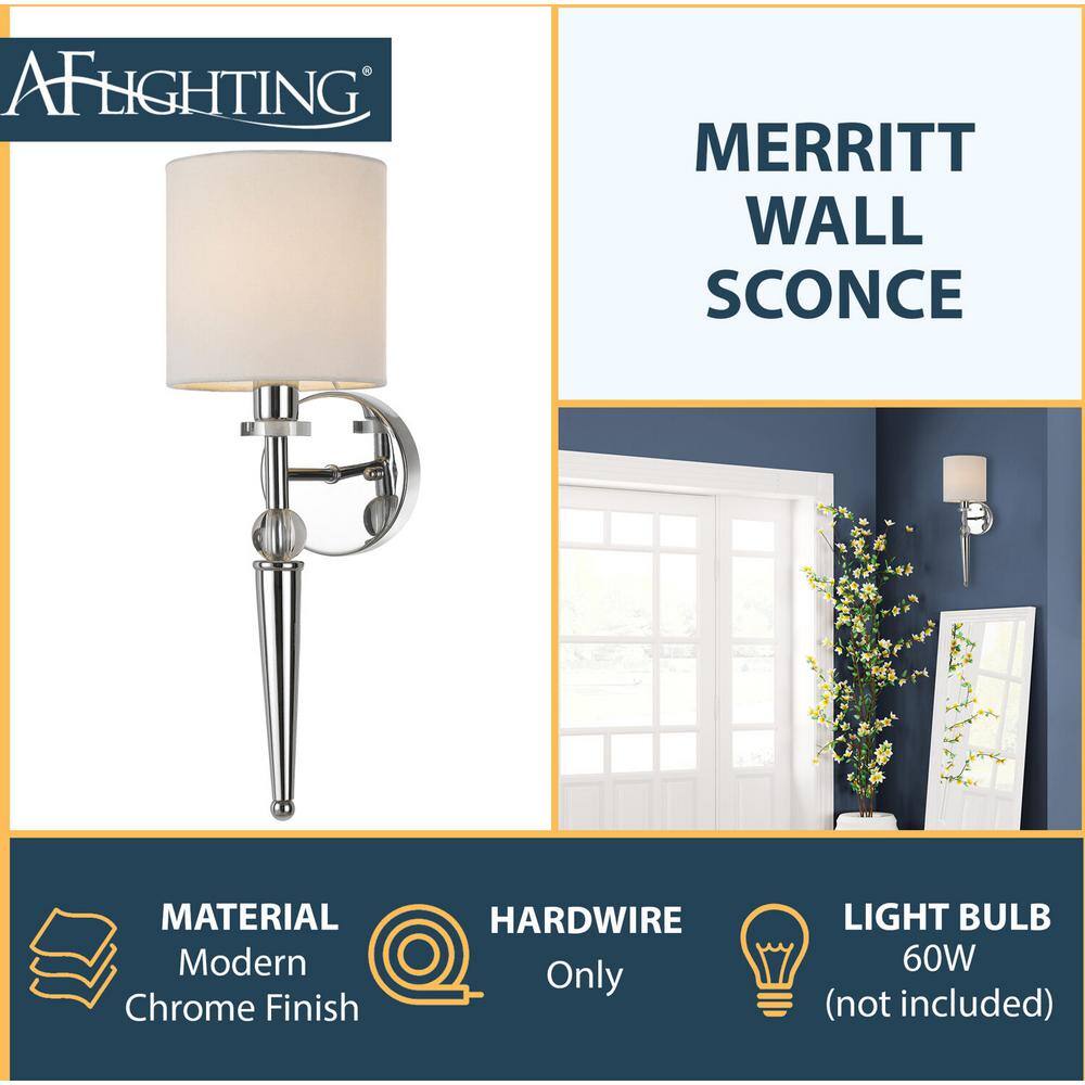 Chrome Wall Sconce with Crystal Accents and Round Shade