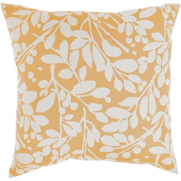 Waverly Outdoor Pillows Yellow 20 in. x 20 in. Indoor/Outdoor Square Throw Pillow