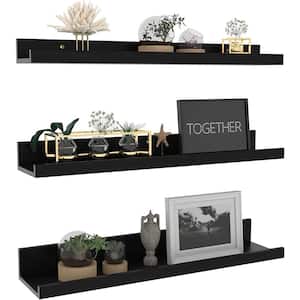 24 in. W x 2.6 in. D Black Wood Decorative Wall Shelf Floating Shelves