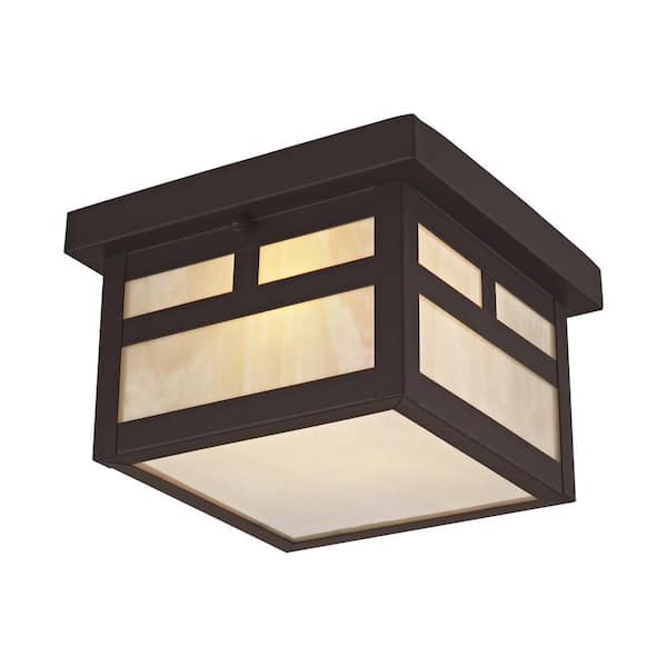 Mapleridge 1-Light Bronze Outdoor Flush Mount Light