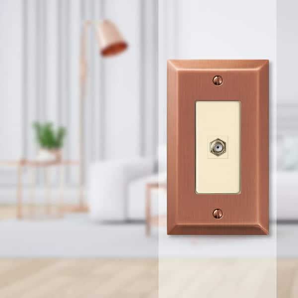 Metallic 1 Gang Coax Steel Wall Plate - Antique Copper
