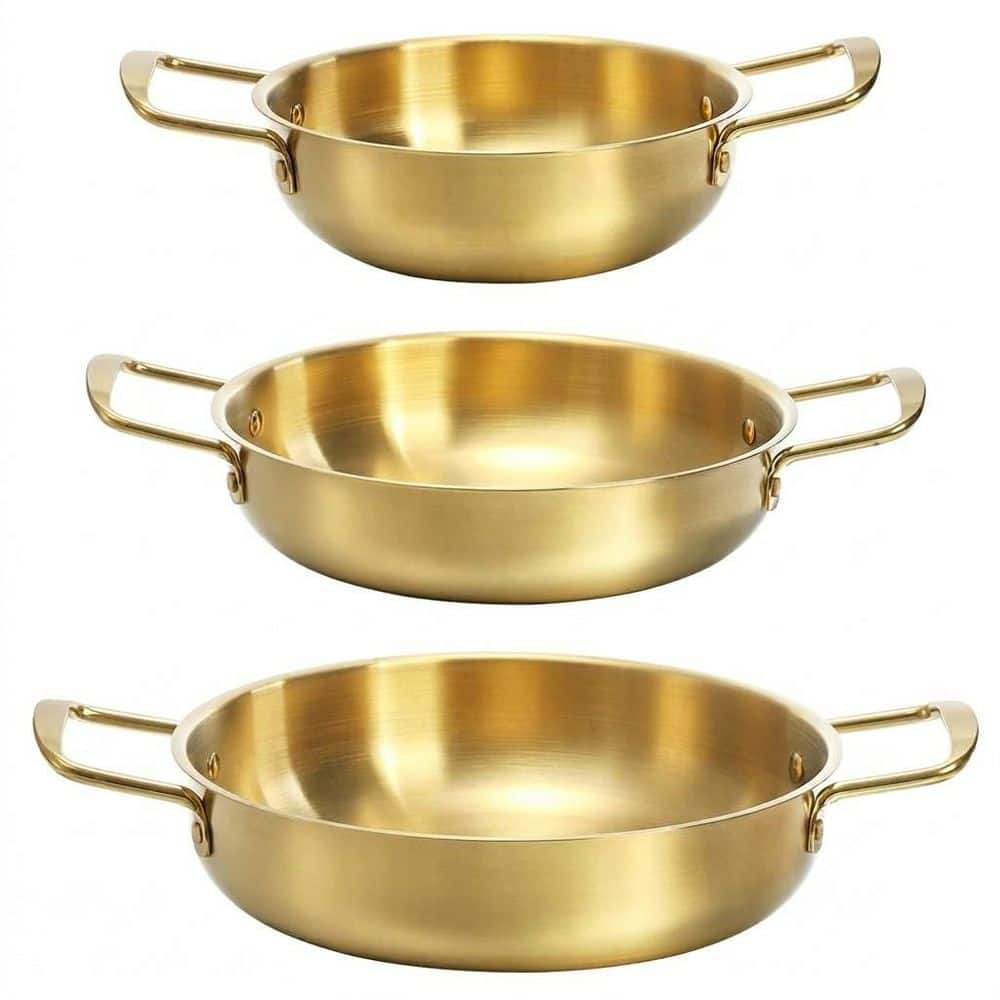 3 Piece Stainless Steel Nonstick Cookware Set in Golden Color for Noodle Soup Pasta Home Outdoor Dishwasher Safe price history on PriceWatchPro