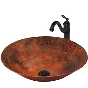 Bilboa Oval Copper Vessel Sink with Drain and Faucet in Oil Rubbed Bronze