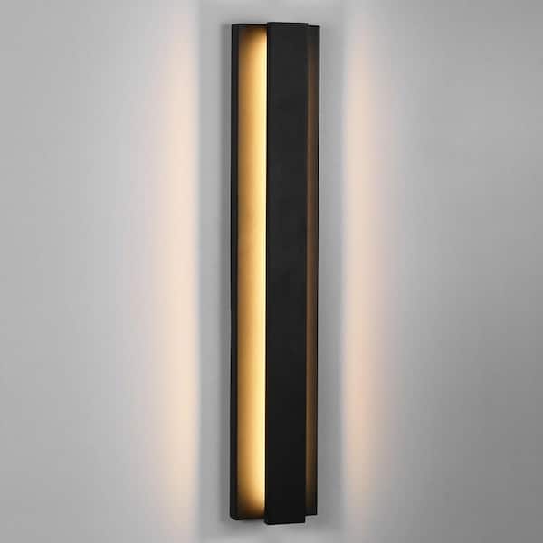 31.5 in. Black Modern/Contemporary LED Outdoor Wall Light Lantern Sconce