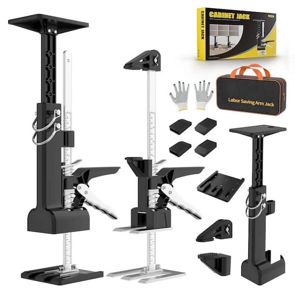 23.6 in. Black Stainless Steels Jack Post, Cabinet Jacks (2-Pack), 360 lb. Load Capacity, Adjuster Handheld Tool