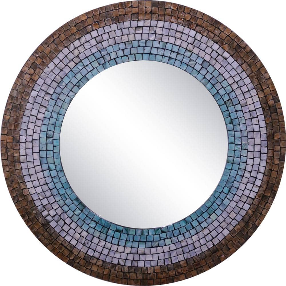 UPC 856930003020 product image for Southwestern Large Mother of Pearl 33 in. x 33 in. Classic Round Framed Multi Co | upcitemdb.com