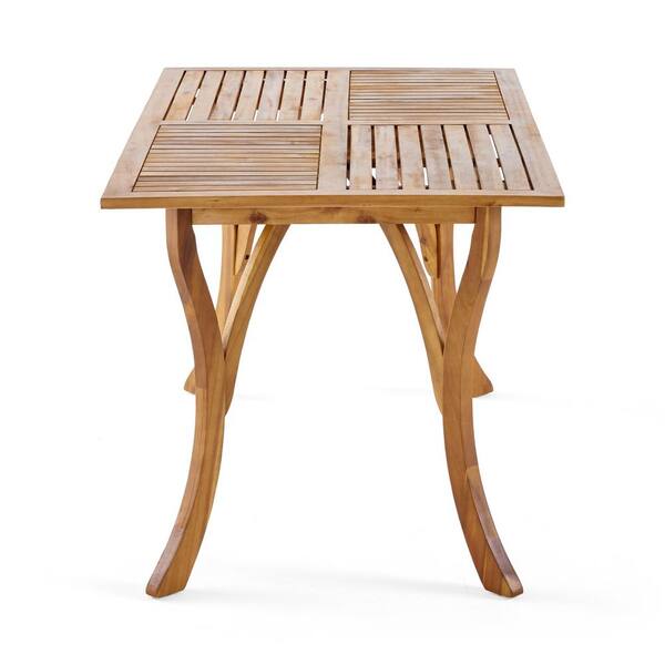 Teak Finish 59 in. Rectangular Solid Wood Outdoor Dining Table ZN