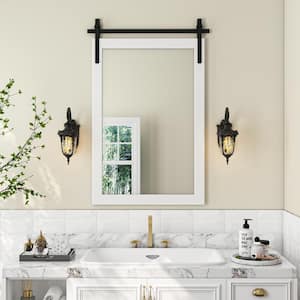 Farmhouse 24 in. W x 36 in. H Rectangle Framed Wall Bathroom Vanity Mirror in White