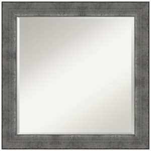 Forged Pewter 24 in. x 24 in. Modern Square Framed Bathroom Vanity Wall Mirror