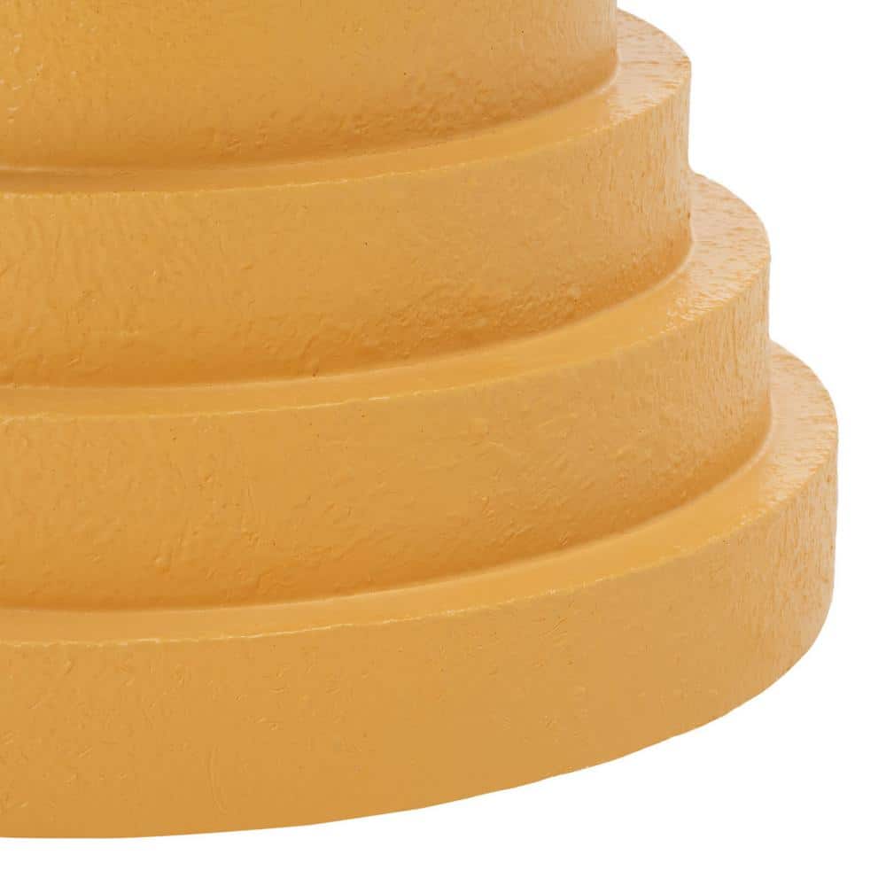 Ali Yellow Fluted Round Wood Accent Table