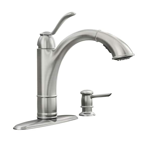 MOEN Walden Single-Handle Pull-Out Sprayer Kitchen Faucet with Reflex and Power Clean in Spot Resist Stainless
