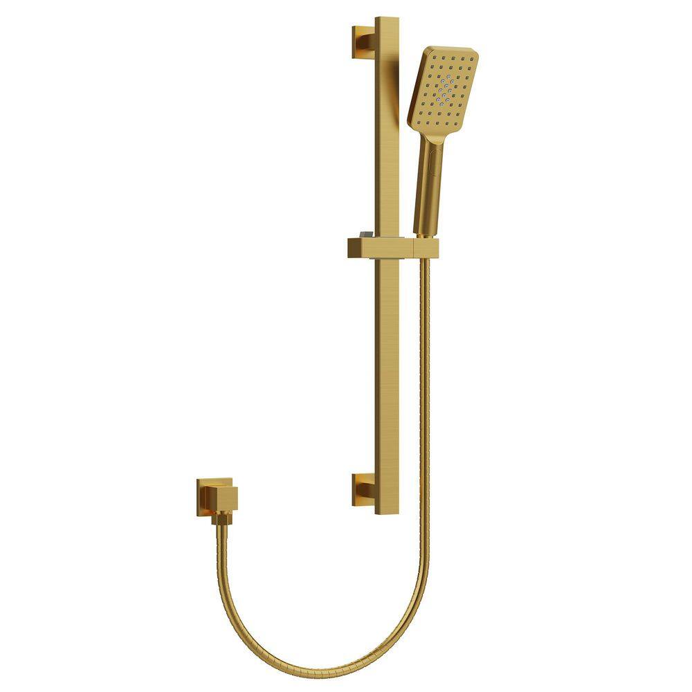 1-Spray Multifunction Wall Bar Shower Kit with Square Handheld Shower with Adjustable Bar in Brushed Gold price history on PriceWatchPro