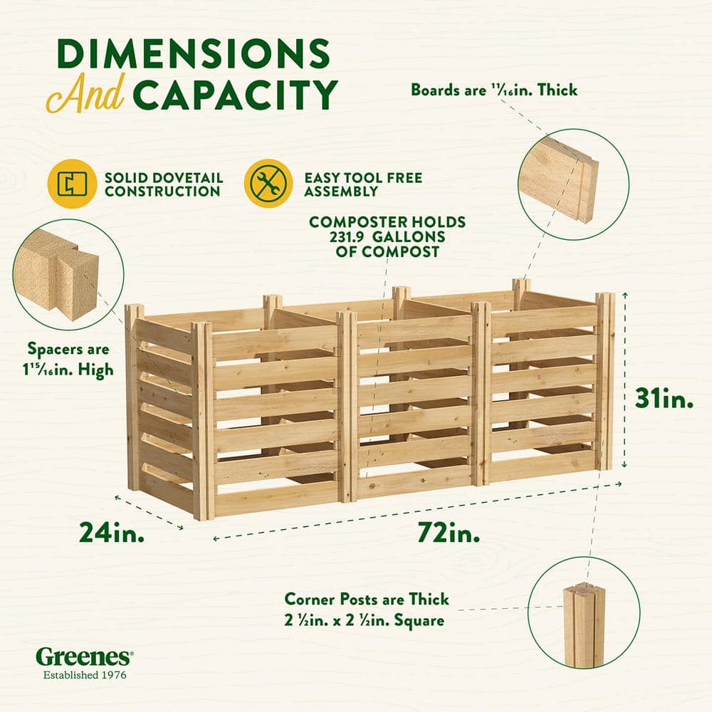 Large Cedar Wood Outdoor Stationary Composter