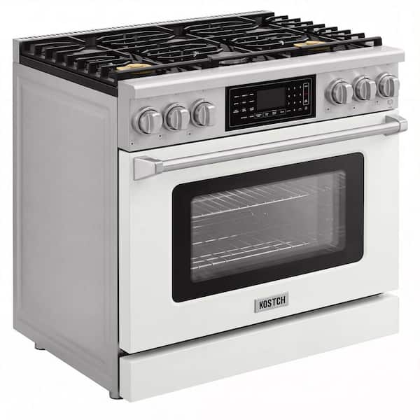 Tilt Panel 36 in. 6-Burner Freestanding Propane Gas Range w/ 6.2 cu. ft. Self-Cleaning Air Fry Convection Oven in White