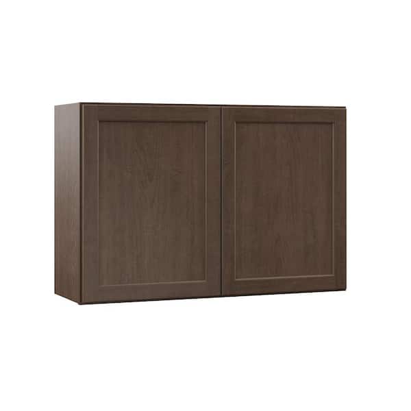 Hampton Bay Shaker 36 in. W x 12 in. D x 24 in. H Assembled Wall Bridge Kitchen Cabinet in Brindle with Shelf