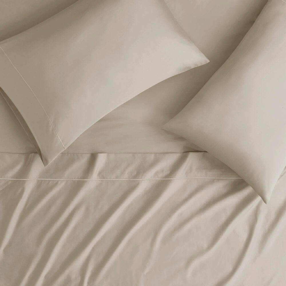 King Gray Solid Cotton Sheet Set with Baratta Hemstitch