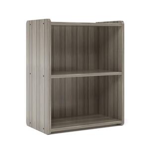 2-Level Kids Bookcase 30.5 in. H x 24 in. W x 15 in. D Shadow Elm Gray Composite Wood Preschool Shelf Storage, Assembled
