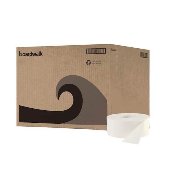 Boardwalk 3.5 in. W x 1000 ft. L 2-Ply White JRT Jumbo Septic Safe Toilet Paper (12-Rolls/Carton)