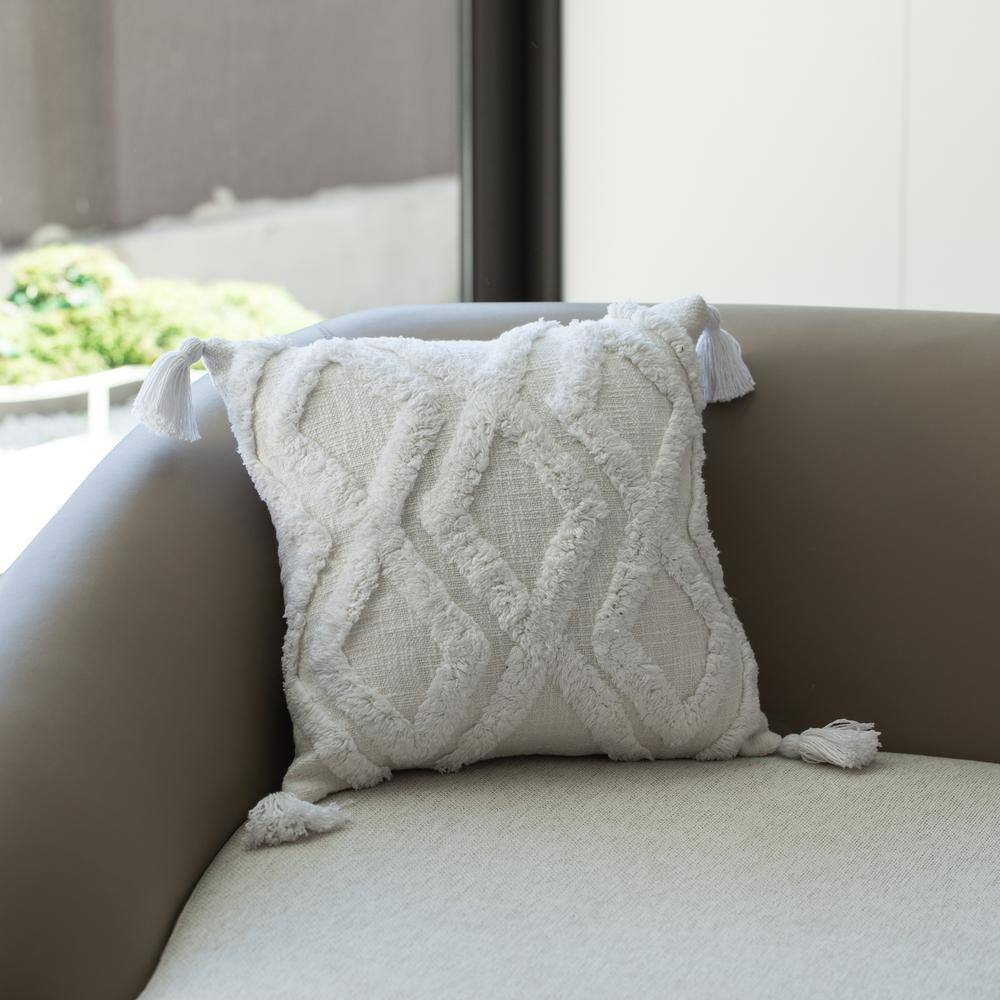 Handwoven Cotton Euro Throw Pillow with Tassel Corners
