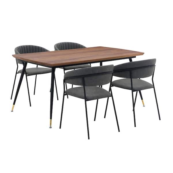 Armen Living Messina and Nara 5-Piece Rectangular Dining Set
