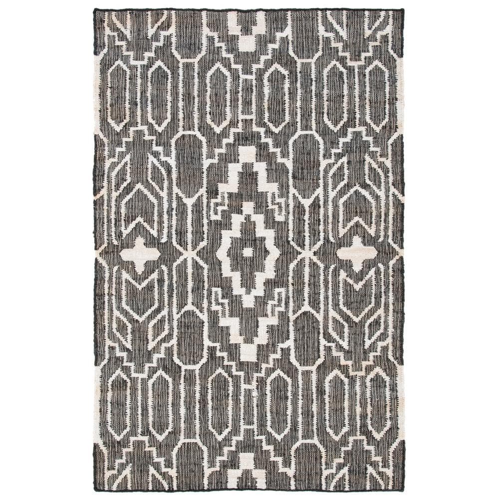 SAFAVIEH Natural Fiber Black/Ivory 8 ft. x 10 ft. Modern Geometric Area