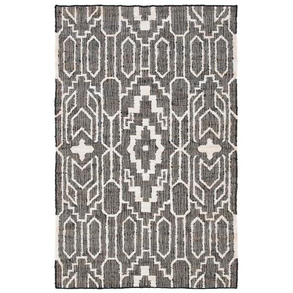 SAFAVIEH Natural Fiber Black/Ivory 8 ft. x 10 ft. Modern Geometric Area Rug