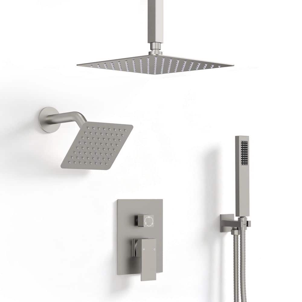 YAWWALK 3-Spray 2-Handles Ceiling Mount 10 and 6 in. Dual Head Tub