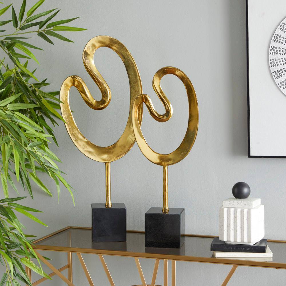 Contemporary Gold Marble Abstract Sculpture Set