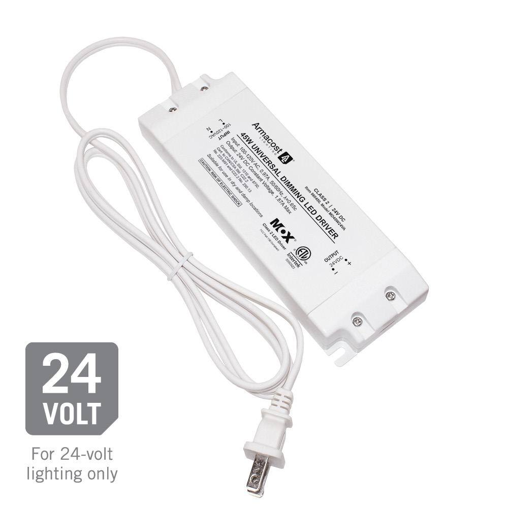 White Universal Dimmable LED Driver 24V DC, 45W