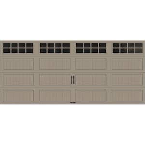 Gallery Steel Long Panel 16 ft x 7 ft Insulated 18.4 R-Value  Sandtone Garage Door with SQ24 Windows