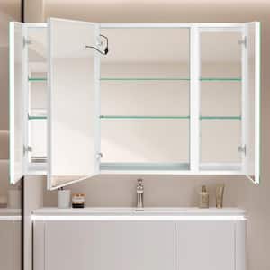 40 in. W x 30 in. H Rectangular Aluminum Double Door Lighted Surface Mount Medicine Cabinet with Mirror,Defogging,Dimmer
