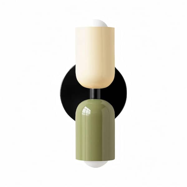 Kaelix 2.64 in. 2-Lights White and Green Base Wall Lamp For Bedroom, Entryway, and Living Room