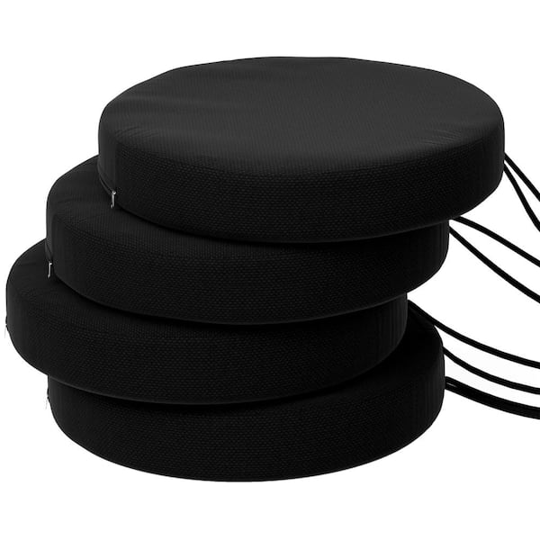 15 in. Round Black Outdoor Patio Chair Cushions(Set of 4)