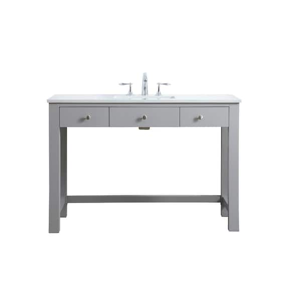 48 in. W x 21.5 in. D x 34 in. H ADA Bath Vanity in Grey with Calacatta White Engineered Marble Top