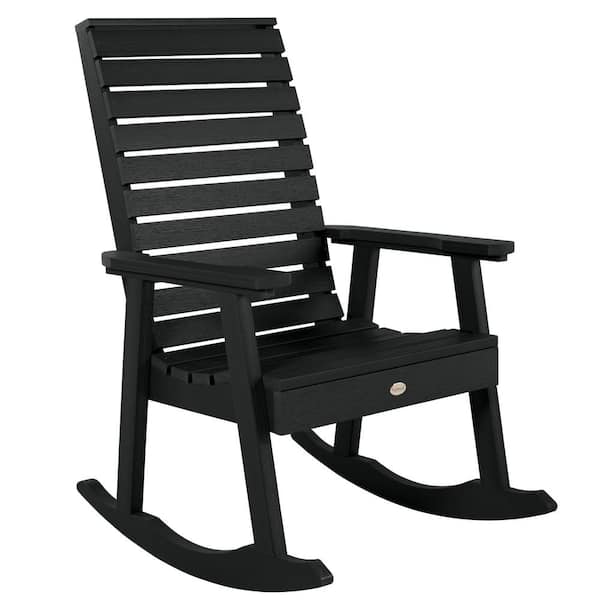 Highwood Weatherly Black Recycled Plastic Outdoor Rocking Chair
