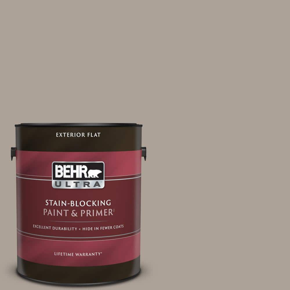 BEHR ULTRA 1 gal. #ECC-18-1 Quail Ridge Flat Exterior Paint & Primer ...